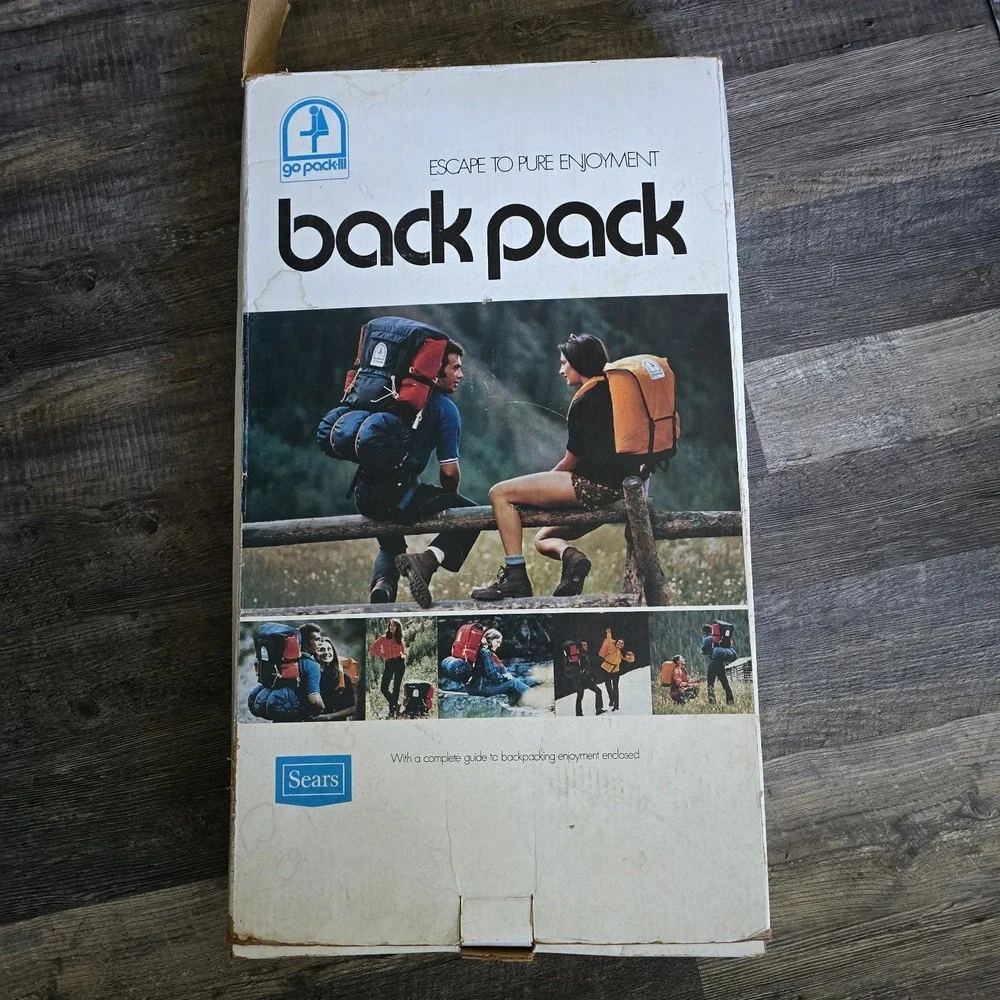 Vintage Sears Go Pack III Backpack Nylon External Aluminum Frame Japan Box Prop